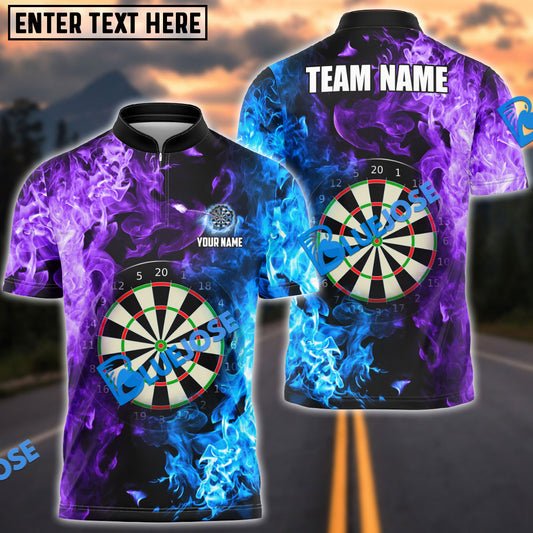 BlueJose Darts Two Sides Flame Personalized Name, Team Name 3D Shirt (4 Colors)
