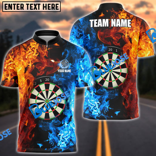 BlueJose Darts Two Sides Flame Personalized Name, Team Name 3D Shirt (4 Colors)