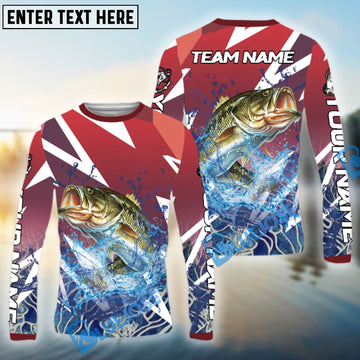 Bluejose Bass Fishing Red Fury Pattern Custom Name & Team Name 3D Shirts