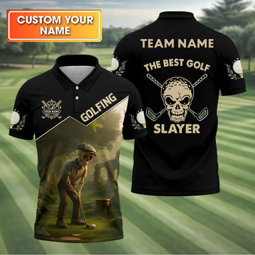 BlueJose The Best Golf Slayer Skull Golf Customized Name, Team Name Shirt