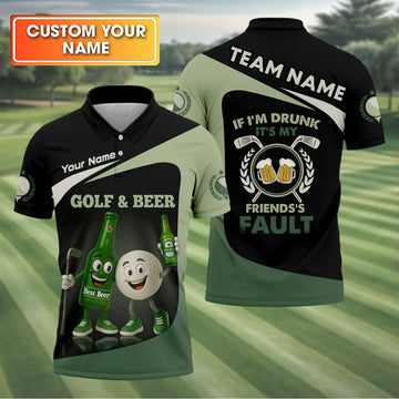BlueJose Funny Beer And Golf Golf Customized Name, Team Name Shirt