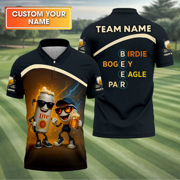 BlueJose Funny Beer And Golf 2 Golf Customized Name, Team Name Shirt