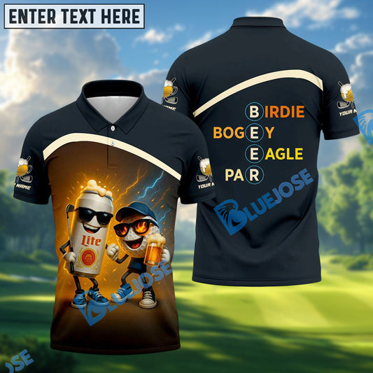 BlueJose Funny Golf And Beer Polo Shirt, Dad Golf Gift, Custom Name & Team Name 3D Shirts
