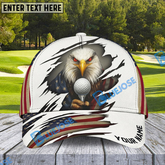 BlueJose American Eagle Golf Cap, Personalized Name Pattern 3D Classic Cap