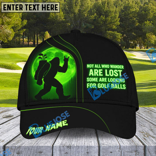 BlueJose Not All Who Wander Are Lost Golf Squatch Funny Golf Cap, Personalized Name Pattern 3D Classic Cap