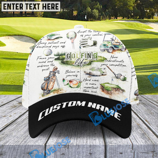 BlueJose Golfing Life Golf Cap, Personalized Name Pattern 3D Classic Cap