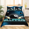 BlueJose Billiards Modern Blue Black Bedding Set