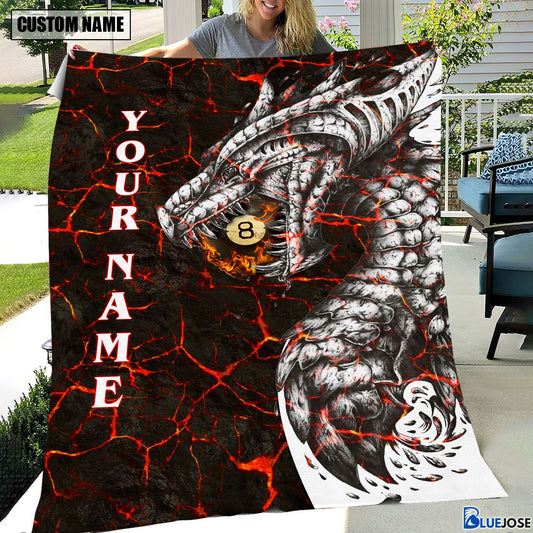 BlueJose Custom Name Billiards Dragon Blanket