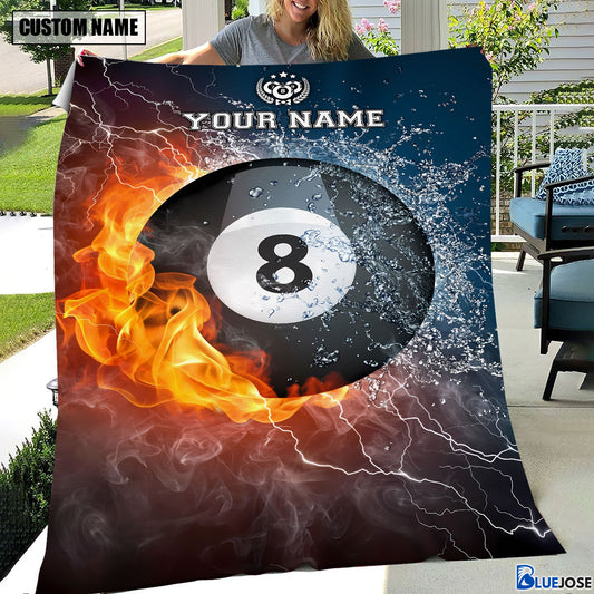 BlueJose Custom Name Billiards Fire & Water Blanket