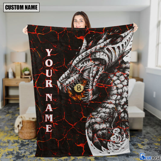 BlueJose Custom Name Billiards Dragon Blanket
