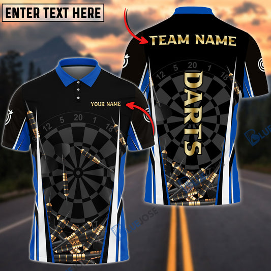 BlueJose Darts Black Gold Personalized Name, Team Name 3D Shirt (4 Colors)