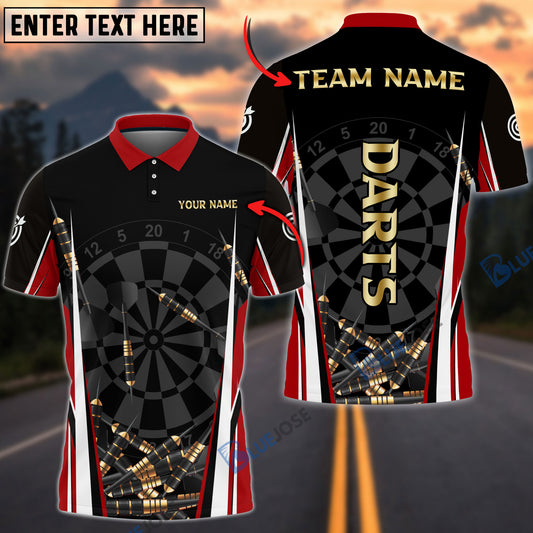 BlueJose Darts Black Gold Personalized Name, Team Name 3D Shirt (4 Colors)