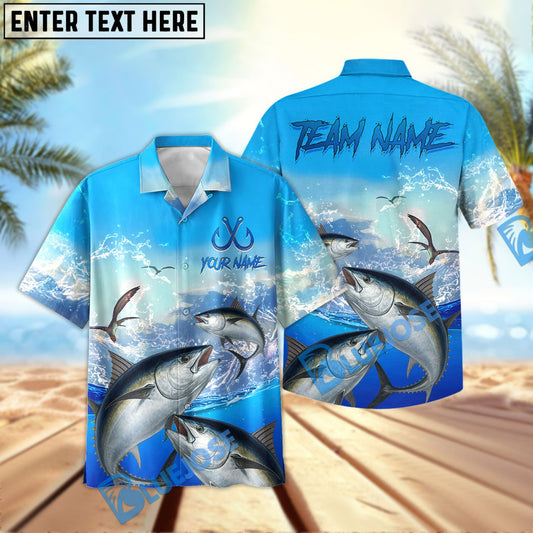 BlueJose Bluefin Tuna Fishing Seabird Sunset Personalized All Over Print 3D Hawaiian Shirt