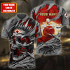 BlueJoses Bowling Skull Pattern Multicolor Customized Name 3D Polo Shirt