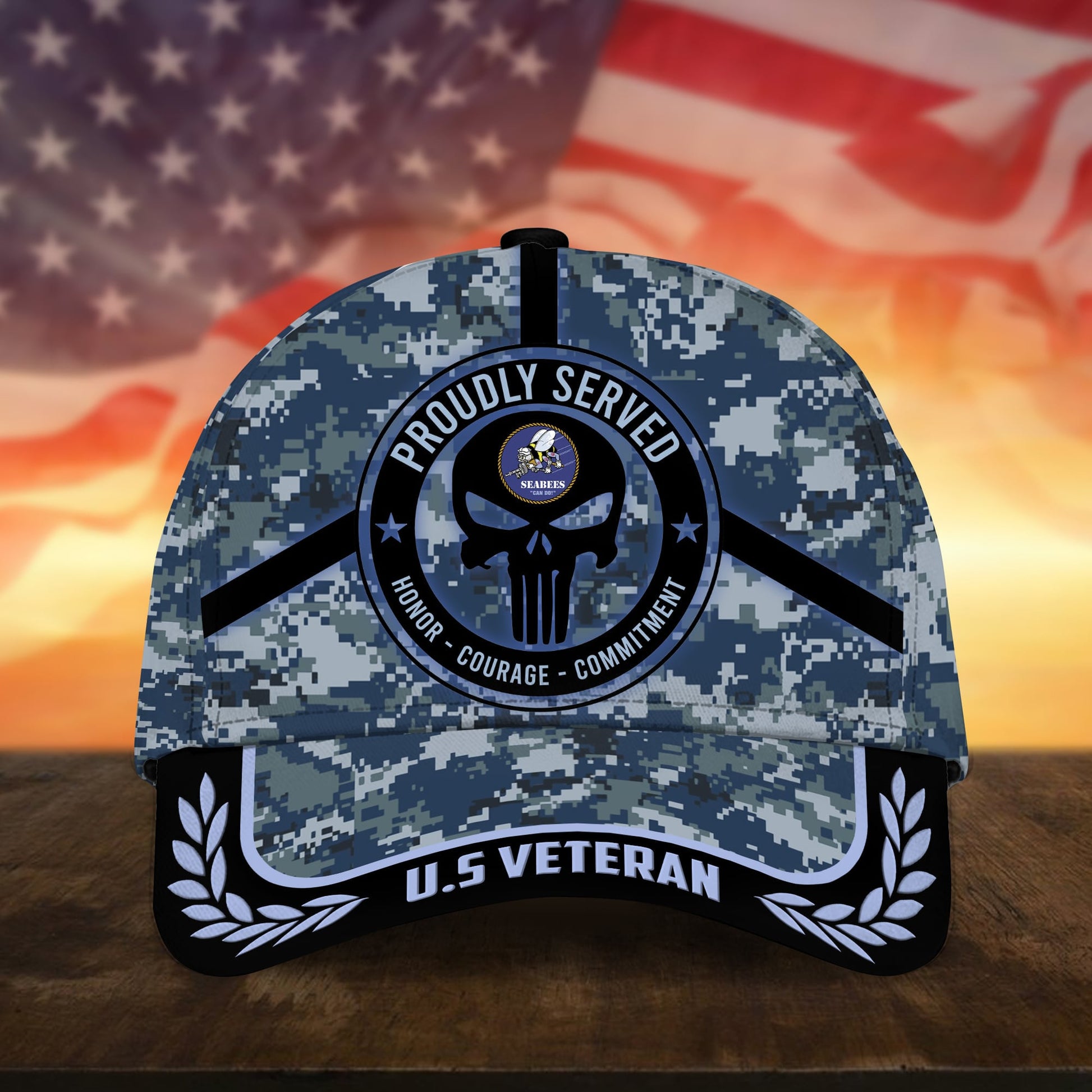 BlueJose Badass Puniskull Multiservice U.S Veteran Cap NPVC150503