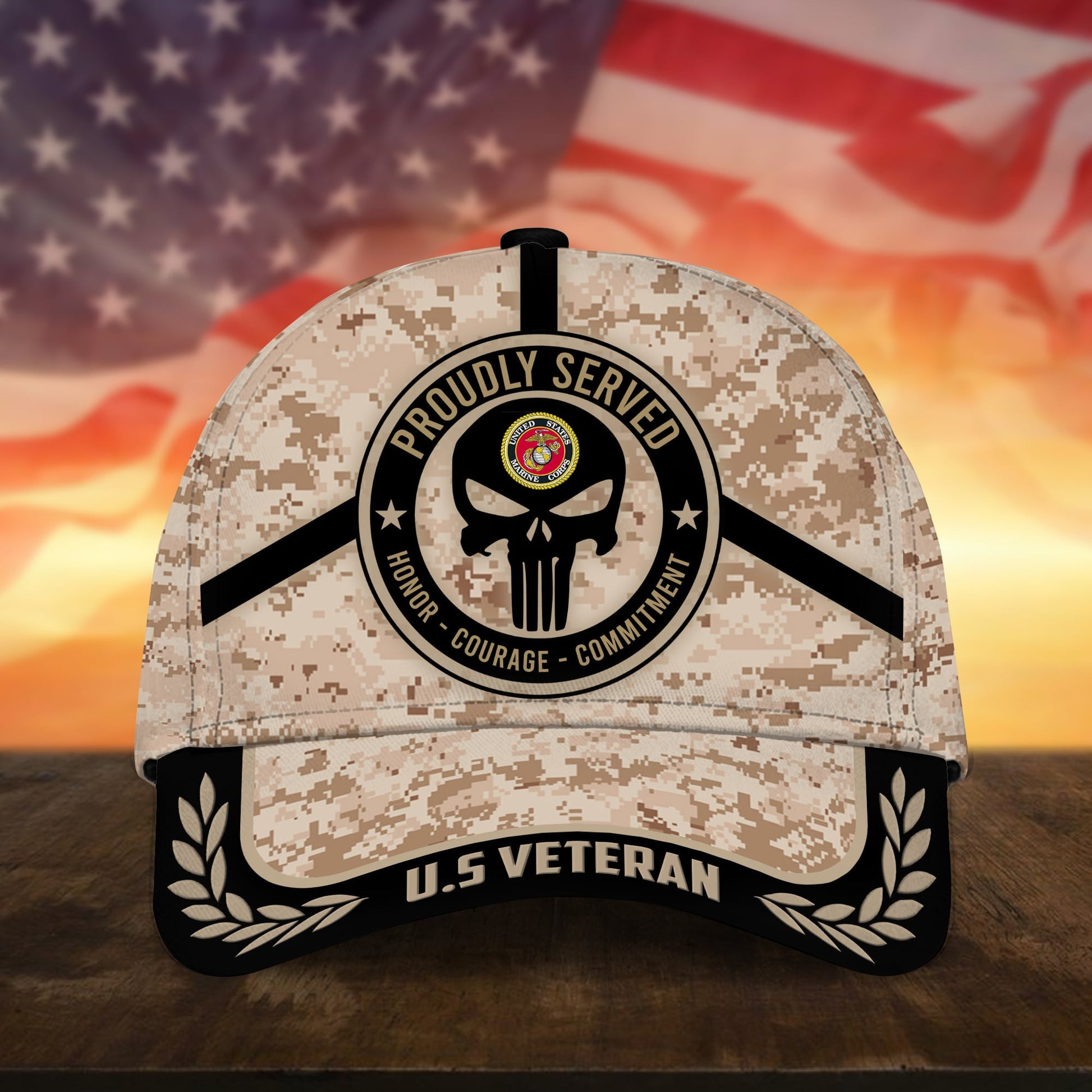 BlueJose Badass Puniskull Multiservice U.S Veteran Cap NPVC150503