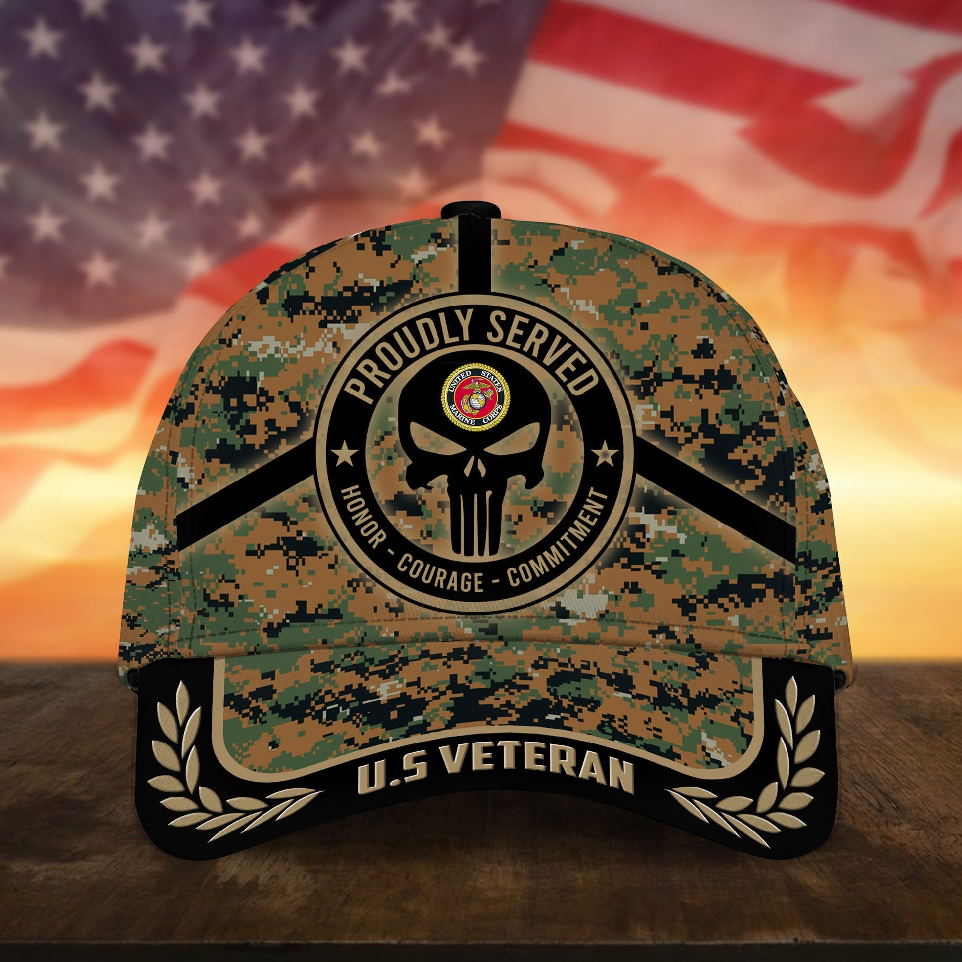 BlueJose Badass Puniskull Multiservice U.S Veteran Cap NPVC150503