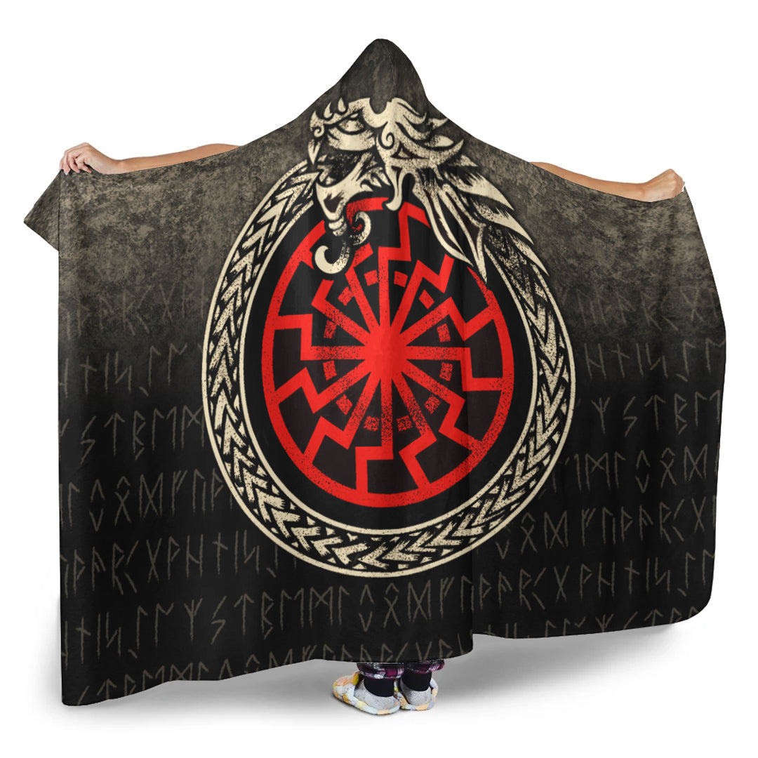 VikingStyle Hooded Blanket -Viking Jormungandr Symbol Midgard Serpent Child Of Loki Hooded Blanket A7
