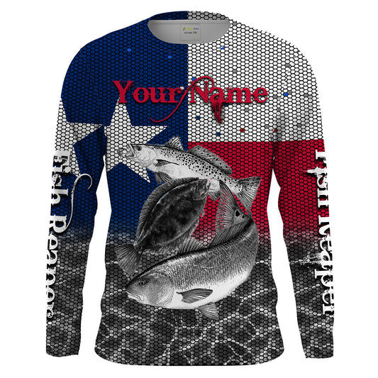 Bluejose Texas Slam Custom Texas Flag Long Sleeve Fishing Shirts , Tx Tournement Fishingâ Shirts