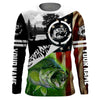 Bluejose Largemouth Bass Fishing American Flag Patriot Performance Fishing Shirt   Customize Name Long Sleeve
