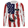 Bluejose Us Fishing Fish Hook American Flag Custom Long Sleeves Shirts Patriotic