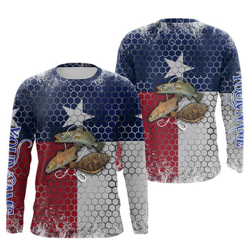 Bluejose Slam Fishing Texas Flag Hooked On Freedom Customize Name Shirts