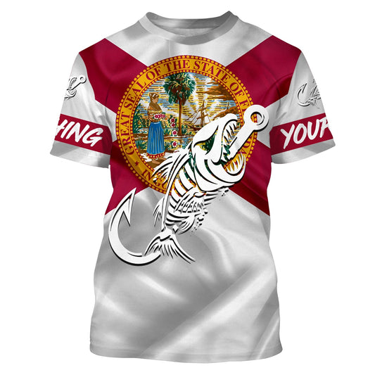 Bluejose Florida Fishing Fish Hook Skull Custom Name Custom Fishing Shirts