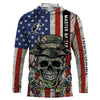 BlueJose Halloween Fish Reaper American Flag Patriotic Custom Name Long Sleeve
