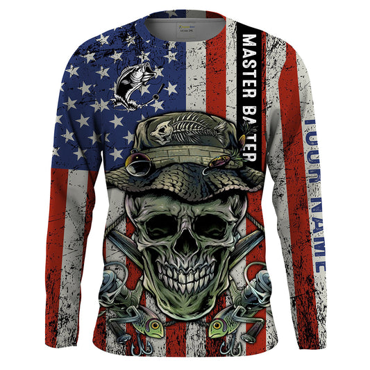 BlueJose Halloween Fish Reaper American Flag Patriotic Custom Name Long Sleeve