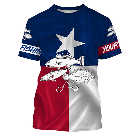 Bluejose Redfish Trout Flounder Texas Fishing Custom Name Fishing Shirts