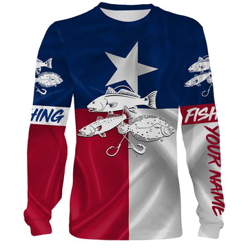 Bluejose Redfish Trout Flounder Tattoo Texas Slam Fishing Texas Flag 3D All Over Print Shirts Saltwater Personalized