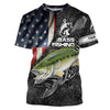 Bluejose Largemouth Bass Fishing American Flag Custom Fishing Shirts For Men Performance Long Sleeve