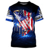 Bluejose Walleye Fishing 3D American Flag Patriotic Customize Name All Over Print Shirts