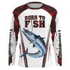 Bluejose "Born To Fish" Wahoo Fishing Red Camo Custom Name Long Sleeve Fishing Shirts