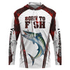 Bluejose "Born To Fish" King Mackerel Fishing Red Camo Custom 3D Long Sleeve Fishing Shirts
