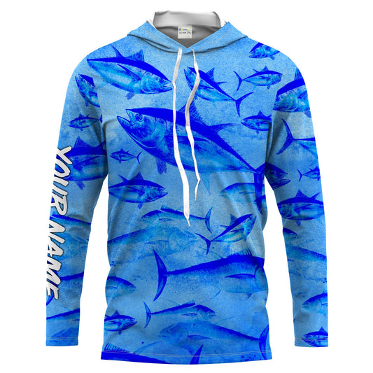 Bluejose Tuna Fishing Saltwater Fish Ocean Blue Camo Long Sleeves