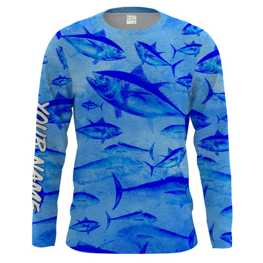 Bluejose Tuna Fishing Saltwater Fish Ocean Blue Camo Long Sleeves