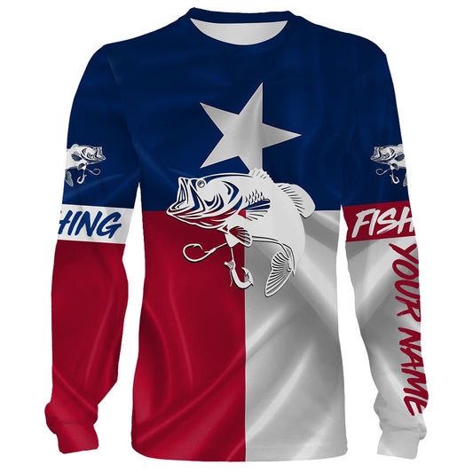 Bluejose Largemouth Bass Fishing Tattoo Texas Flag Custom Name 3D All Over Print