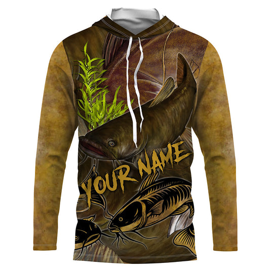 Bluejose Personalized Flathead Catfish Fishing Jerseys, Catfish Scales Long Sleeve Fishing Shirts