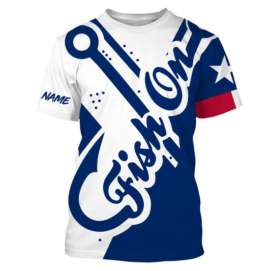 Bluejose Fish On Texas Fish Reaper Fishing Customize Name Fishing Shirts , Texas Flag Performance Fishing Shirts