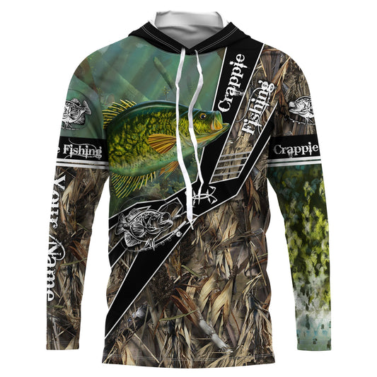 Bluejose Crappie Fishing Camo Freshwater Fish Customize Name Long Sleeves Fishing Shirts