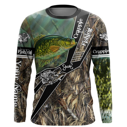 Bluejose Crappie Fishing Camo Freshwater Fish Customize Name Long Sleeves Fishing Shirts