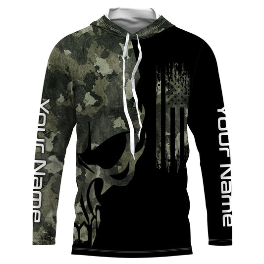 BlueJose Halloween Fish Reaper American Flag Custom Long Sleeve