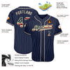 BlueJose Custom Navy White Pinstripe Vintage Usa Flag-Cream Authentic Baseball Jersey