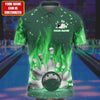 BlueJose Bowling Fire Multicolor Customized Name 3D Polo Shirt, Personalized Shirts For Bowling Players