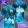 BlueJose Bowling Flame Pattern Multicolor Customized Name 3D Polo Shirt, Personalized Shirts For Bowling Players