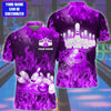 BlueJose Bowling Flame Pattern Multicolor Customized Name 3D Polo Shirt