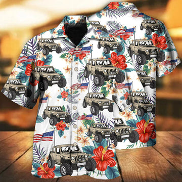 Bluejose Custom Photo Car Happy Independence Day Jee All Printed 3D Hawaiian Shirt
