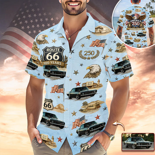 BlueJose Celebrating Route 66 100 Years - America 250th Anniversary Hawaii Shirt