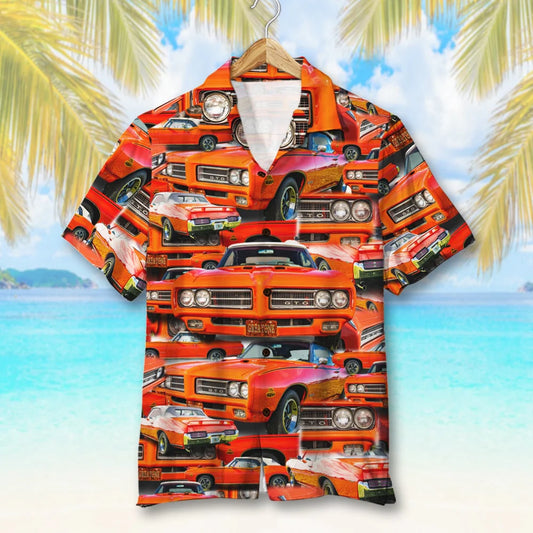 Custom Muscle Car Photo Hawaiian Shirt, Seamless Car Pattern, Summer Gift